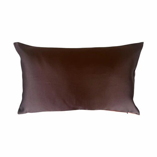 Brown satin cushion on a white background