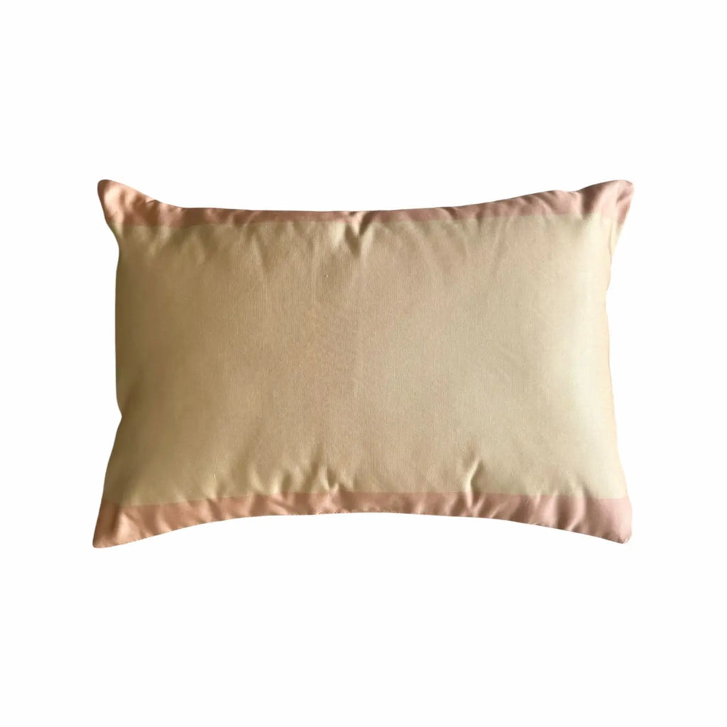 Beige satin cushion on a white background