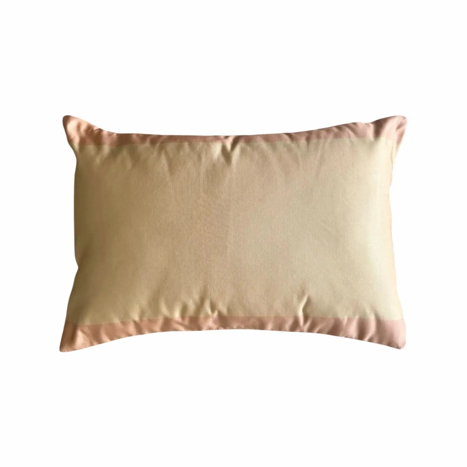 Beige satin cushion on a white background
