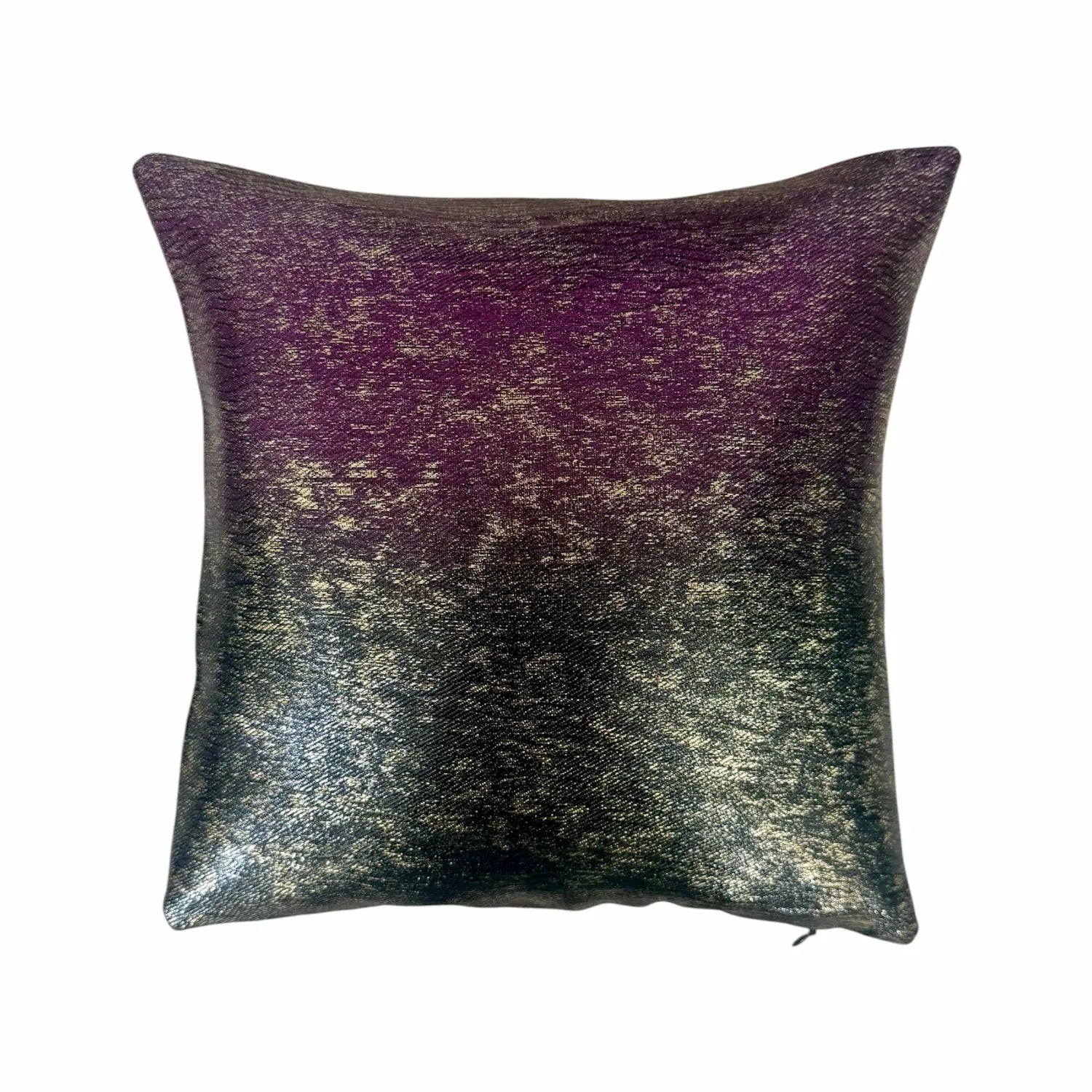 Decorative cushion with purple and gold gradient on a white background