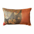 Decorative cushion with floral and wavy pattern on a white background