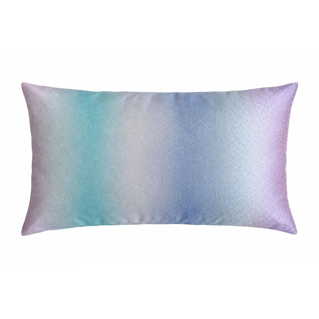 A rectangular cushion iridescent gradient pattern set against a plain white background.