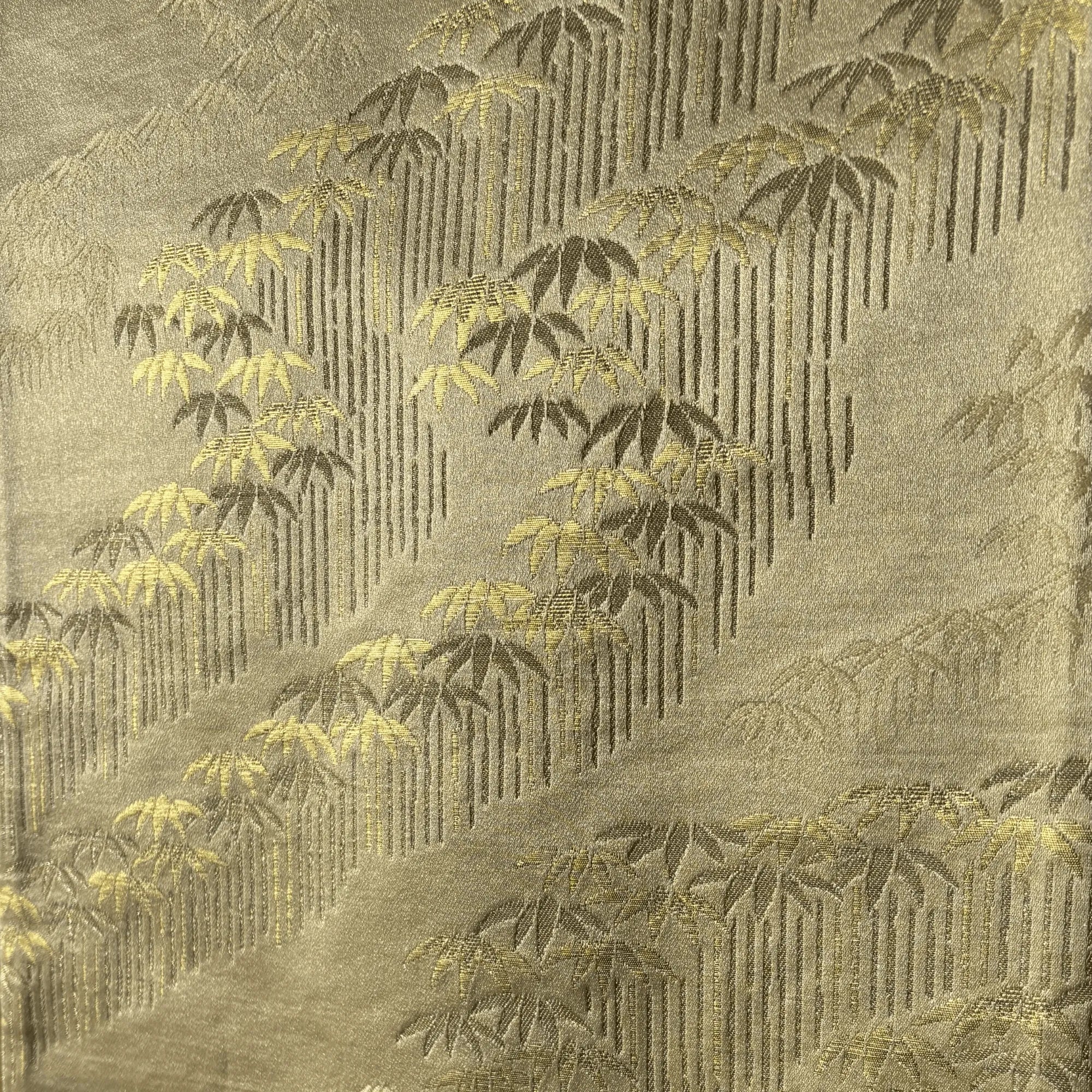 Metallic Golden Thread Bamboo Forrest Silk Obi