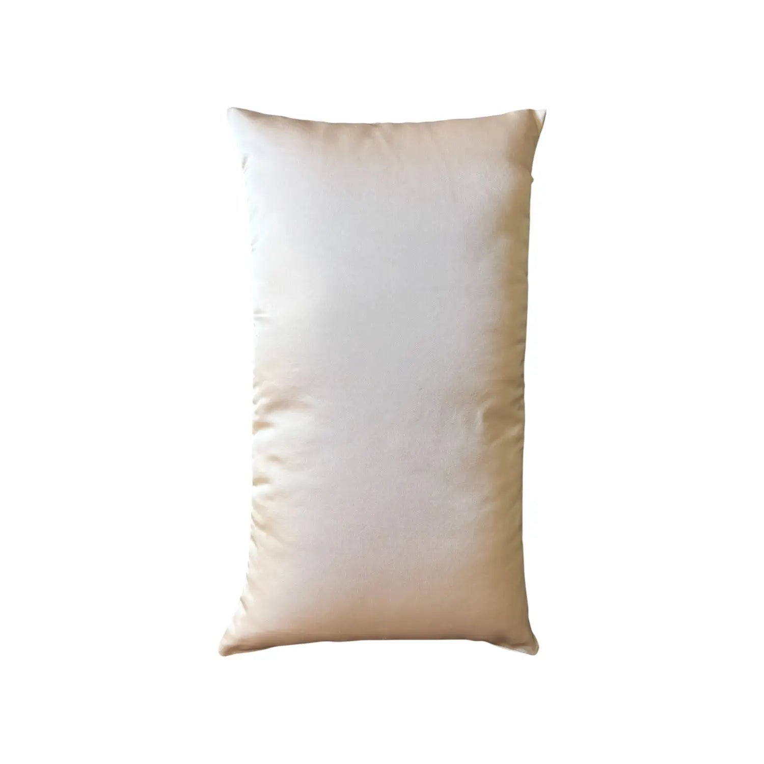 A plain rectangular cushion in a light pink colour, shown against a solid white background.