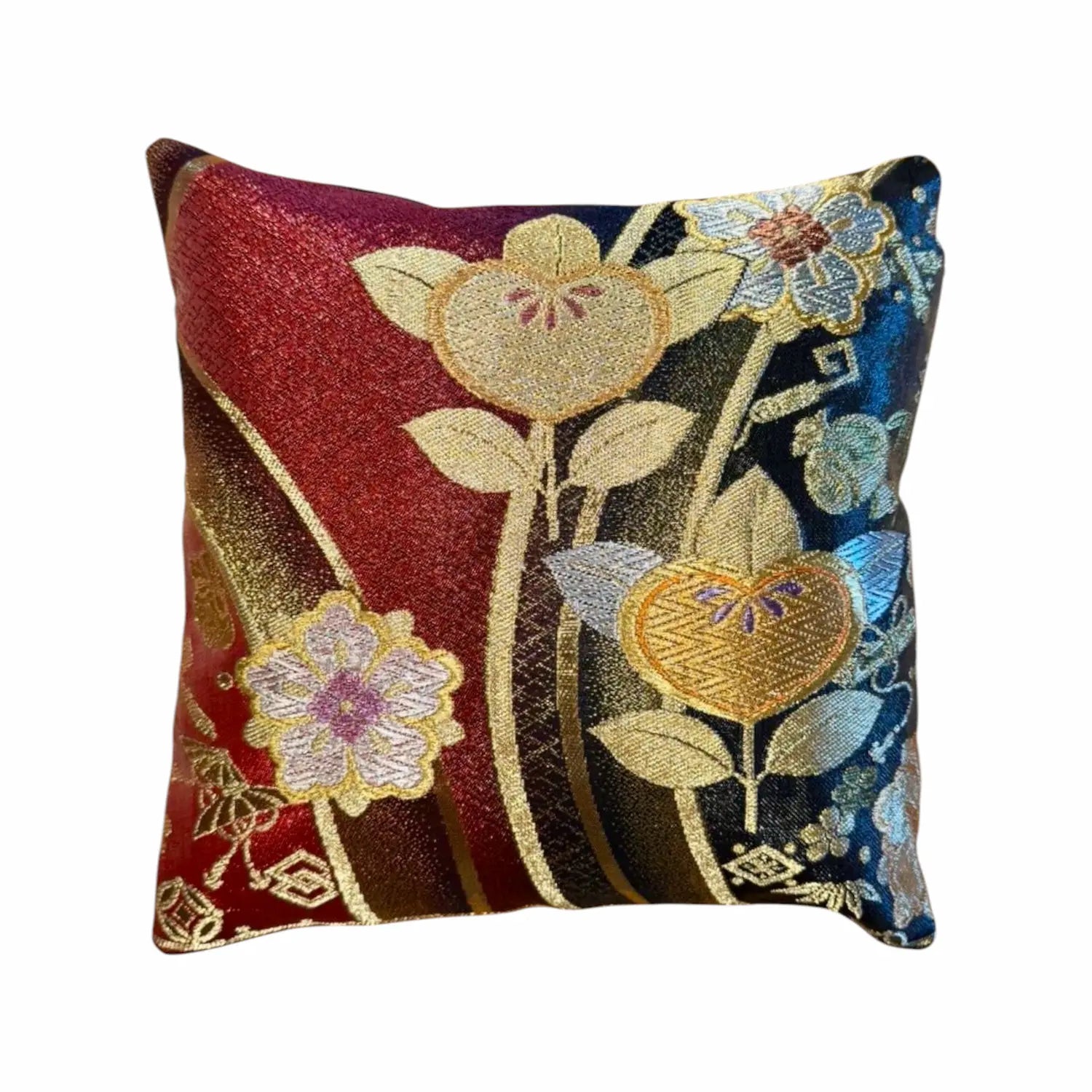 Decorative cushion with floral patterns on a white background