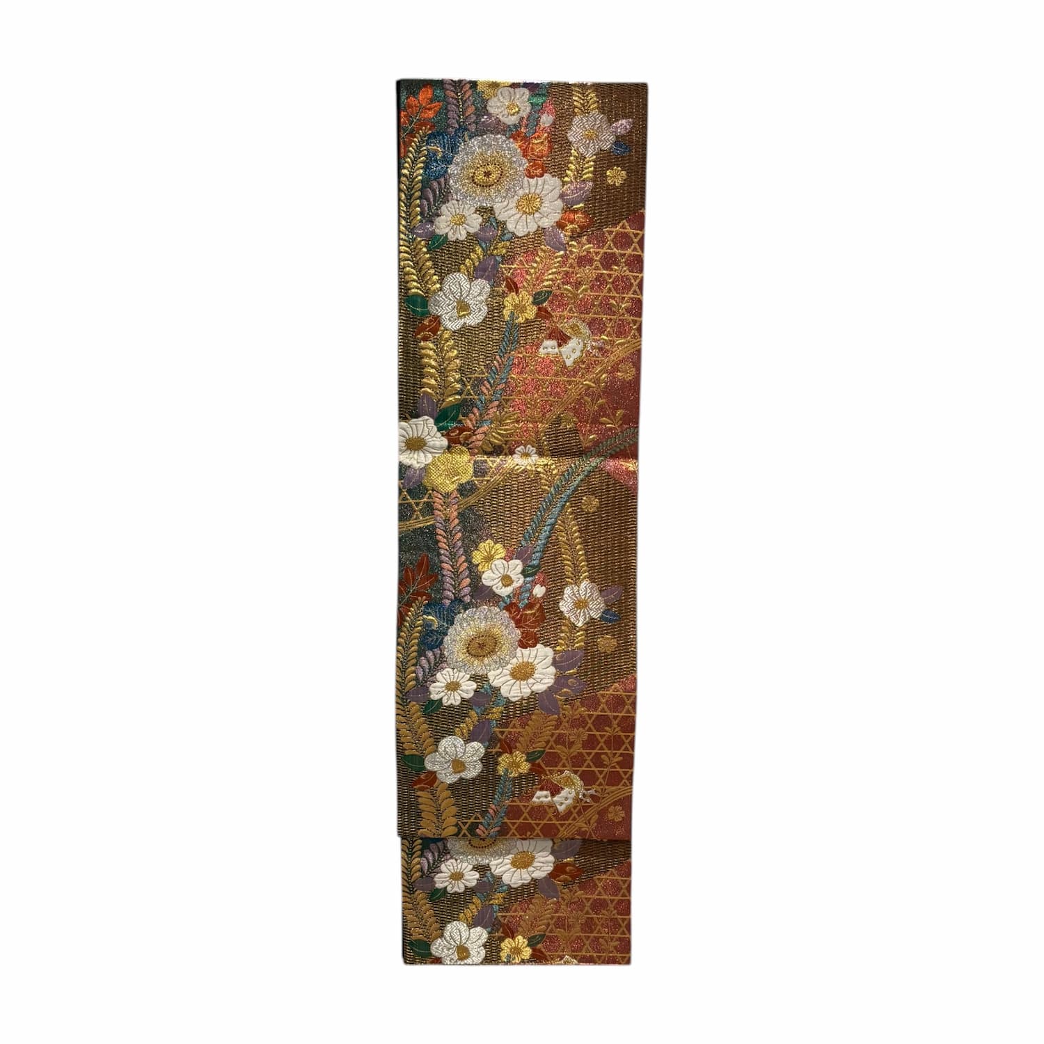 Decorative runner with floral pattern on a white background