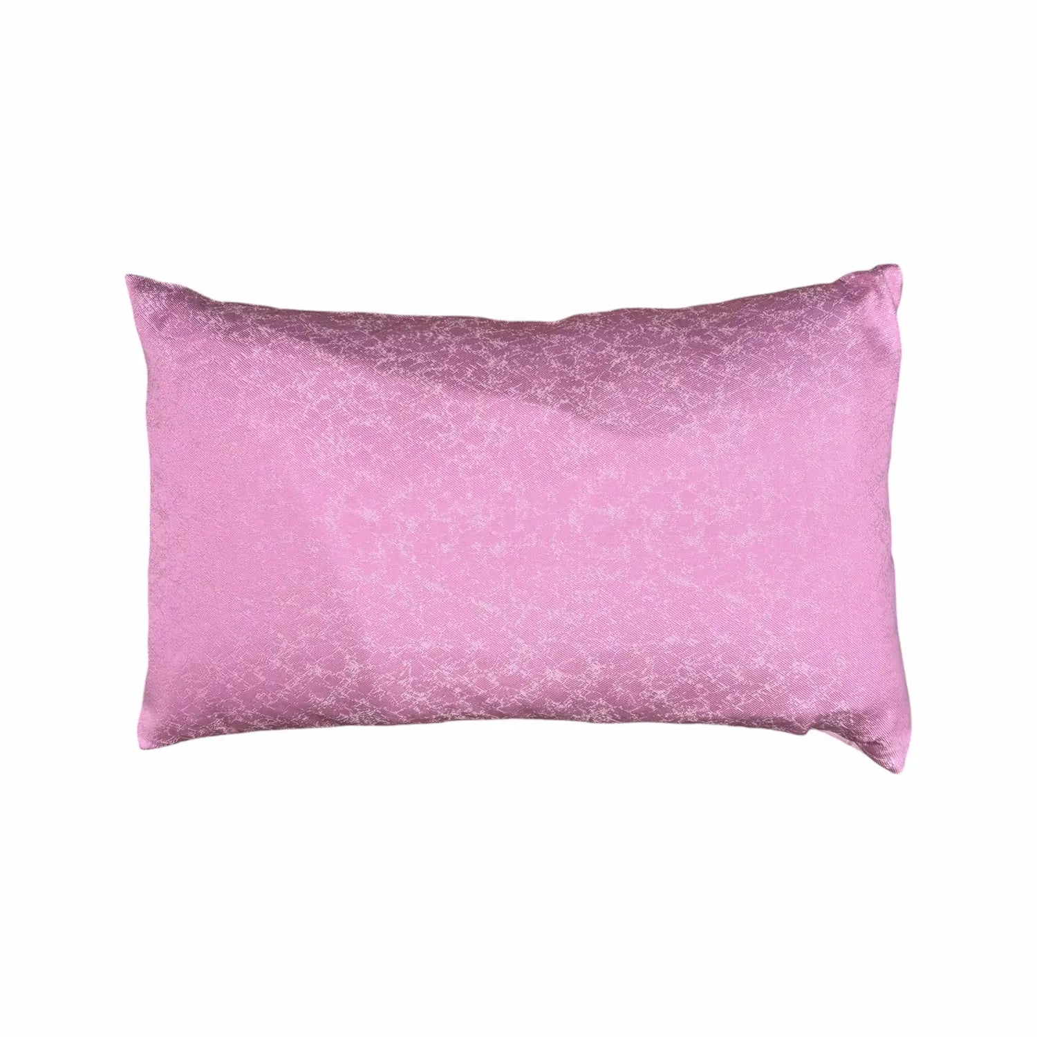 Pink cushion with a subtle pattern on a white background