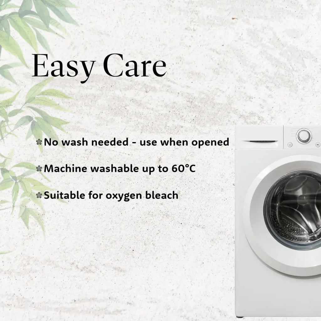 White washing machine image with text on a textured white background