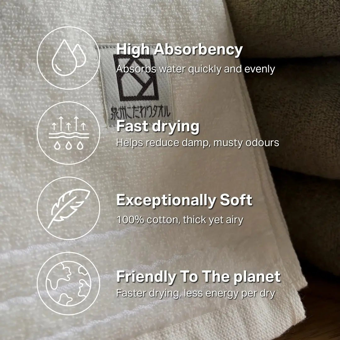 Textured fabric with features highlighted of Senshu towels Sawa on a background