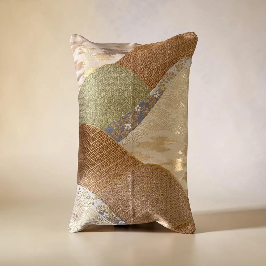 Decorative cushion with geometric pattern on a neutral background
