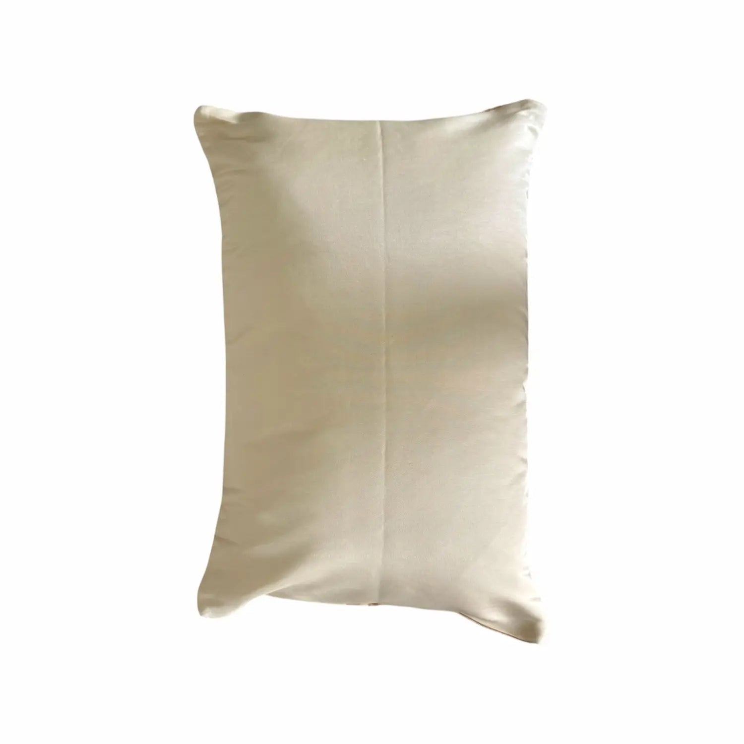 Beige satin cushion on a white background