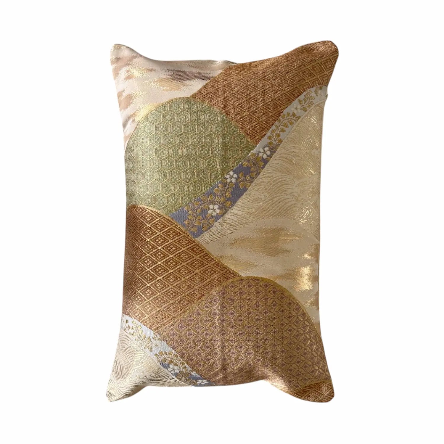 Decorative cushion with geometric pattern on a white background