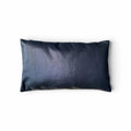 Black satin pillow on a white background