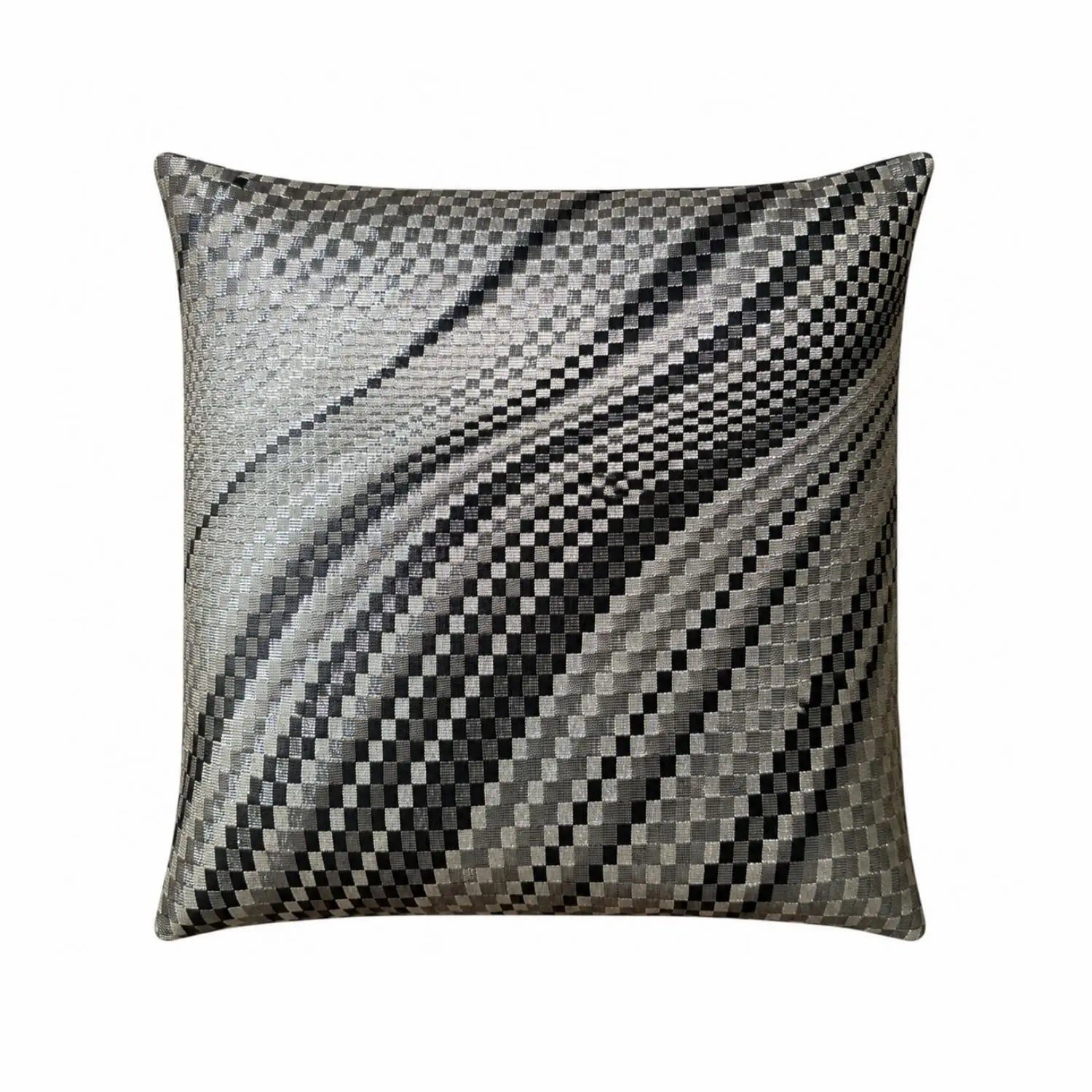 Decorative cushion with a geometric pattern on a white background