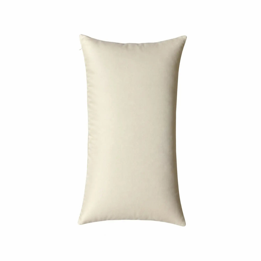 A rectangular cushion in a light cream colour, shown against a solid white background.