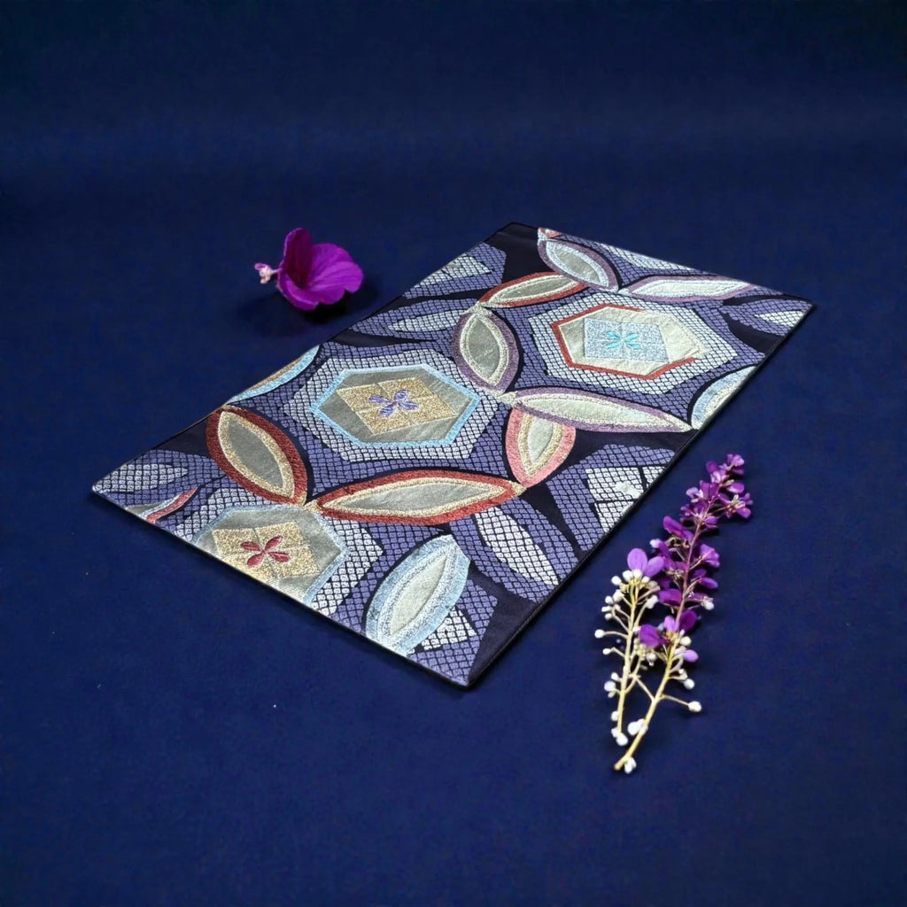 Tortoise Shell Motif Silk Obi - Pre - Owned - Tōya